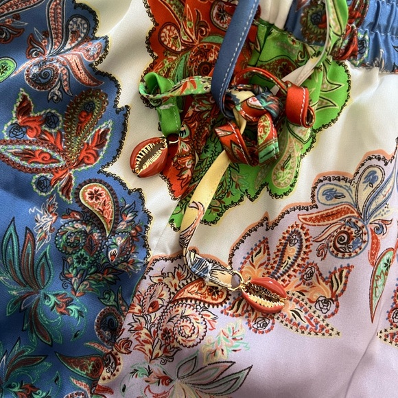 Rachel Zoe Green and Blue Pajama Bottoms with Colorful Patchwork Design - Picture 4 of 5